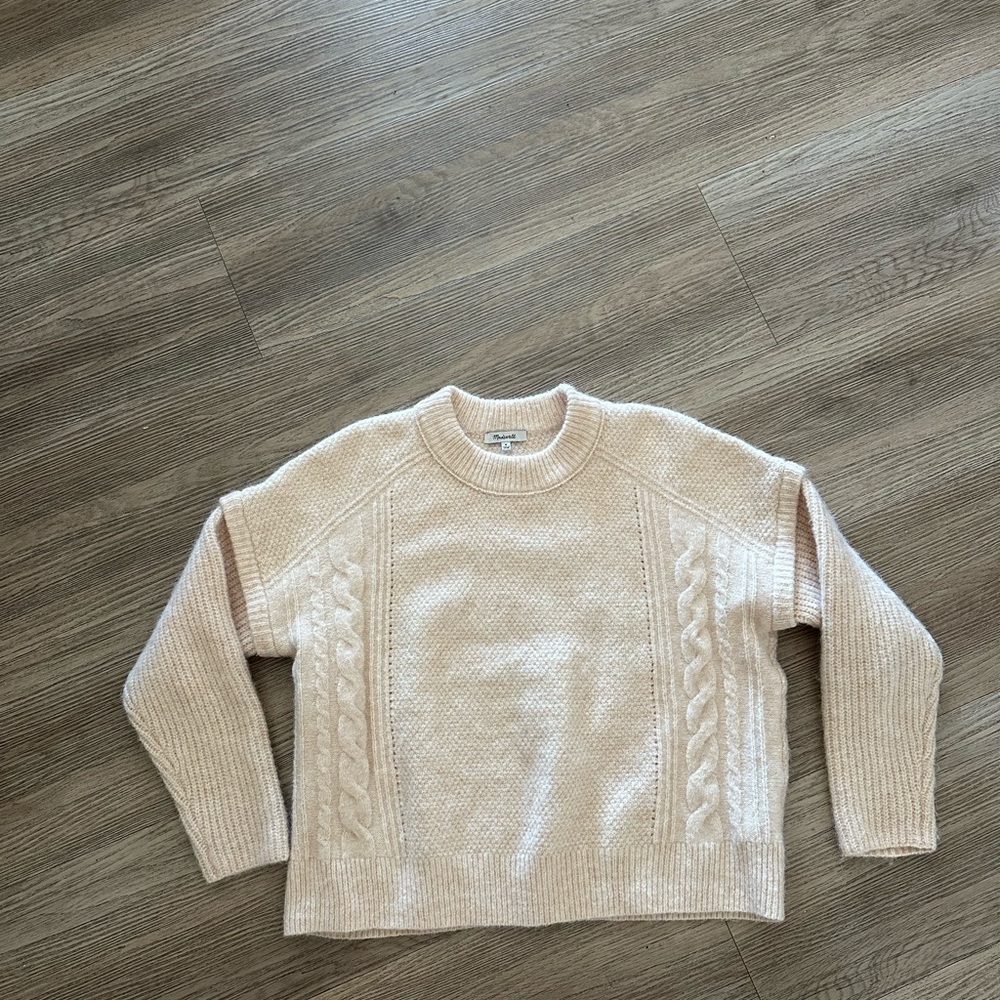Madewell Women's Cream Cable Knit Sweater